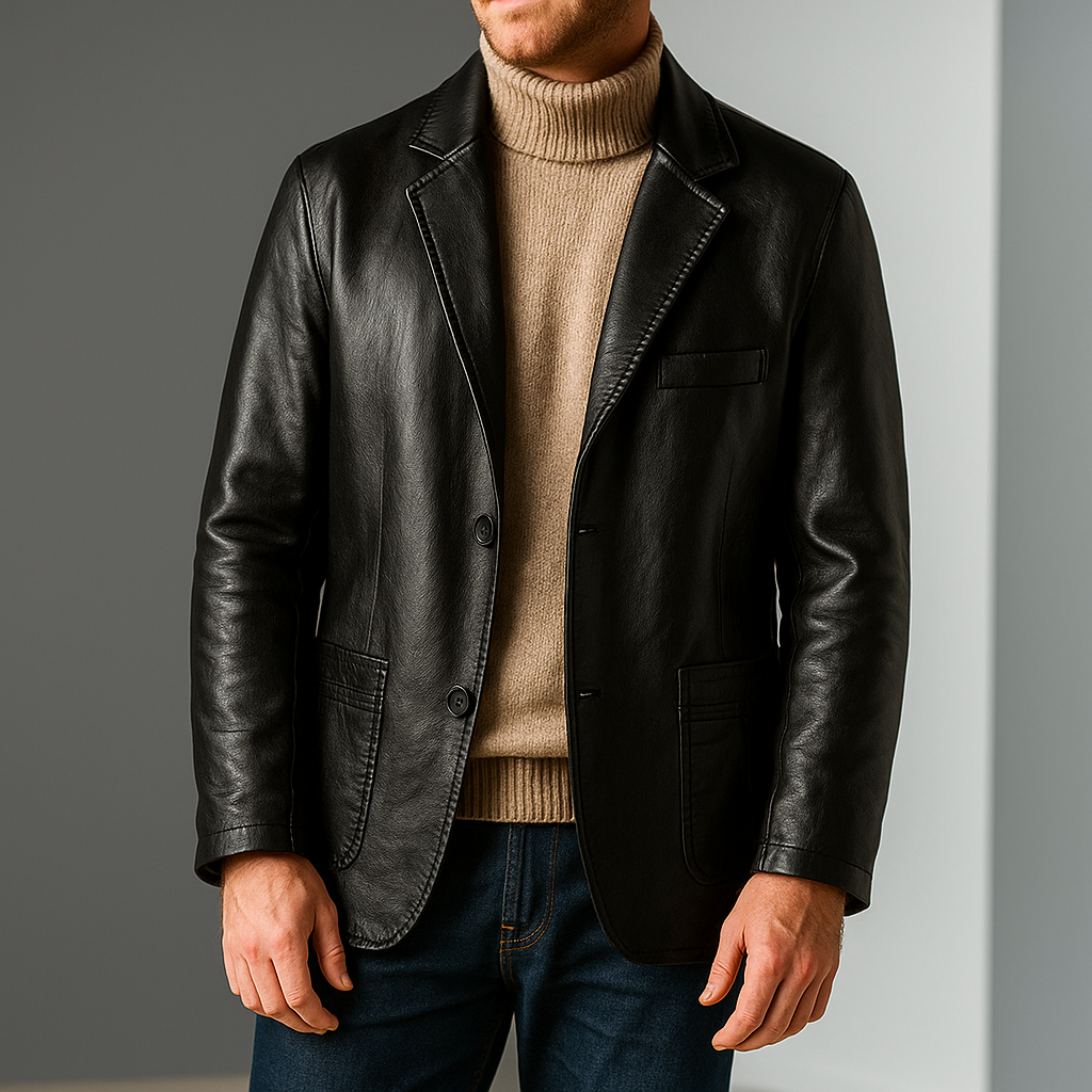 Blazer de couro elegante para homem