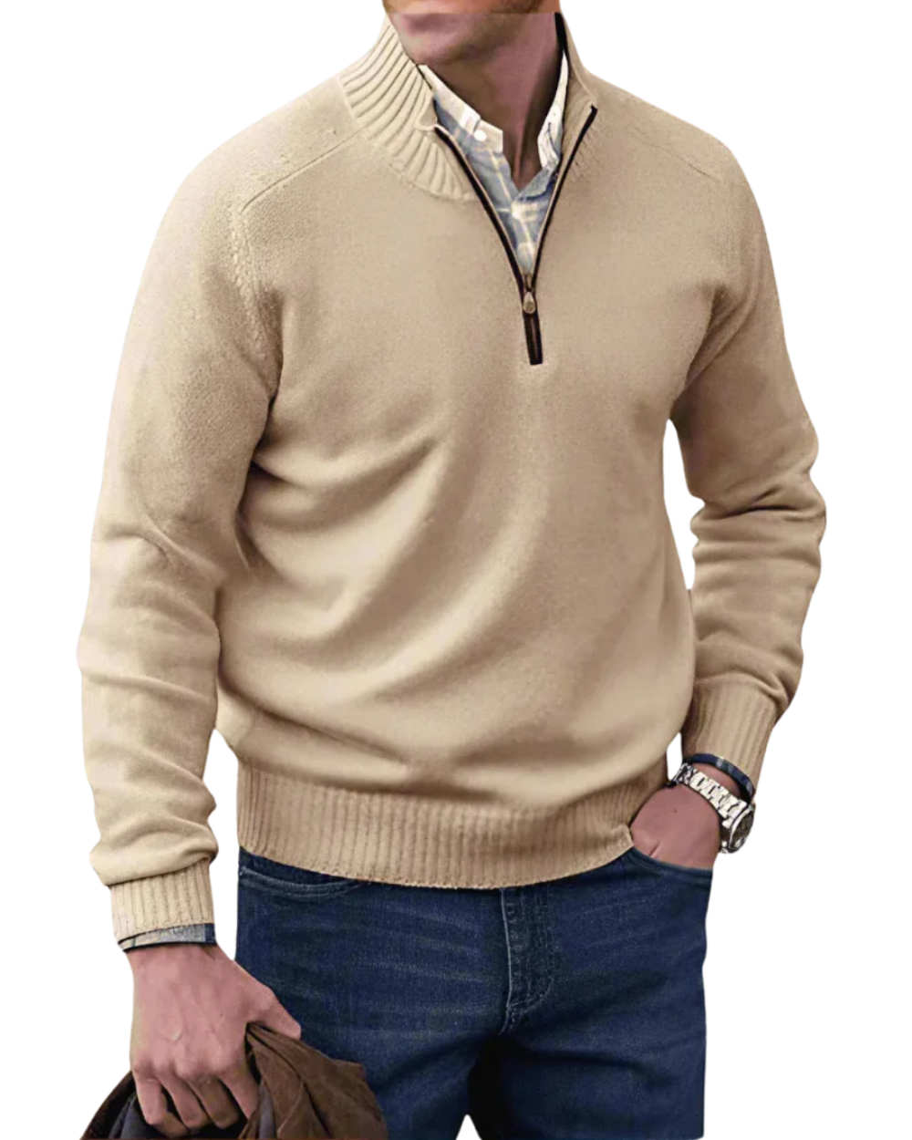 Camisola casual com fecho