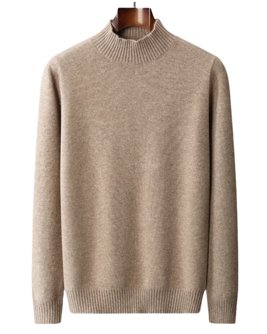 Elegante camisola de gola alta em lã merino